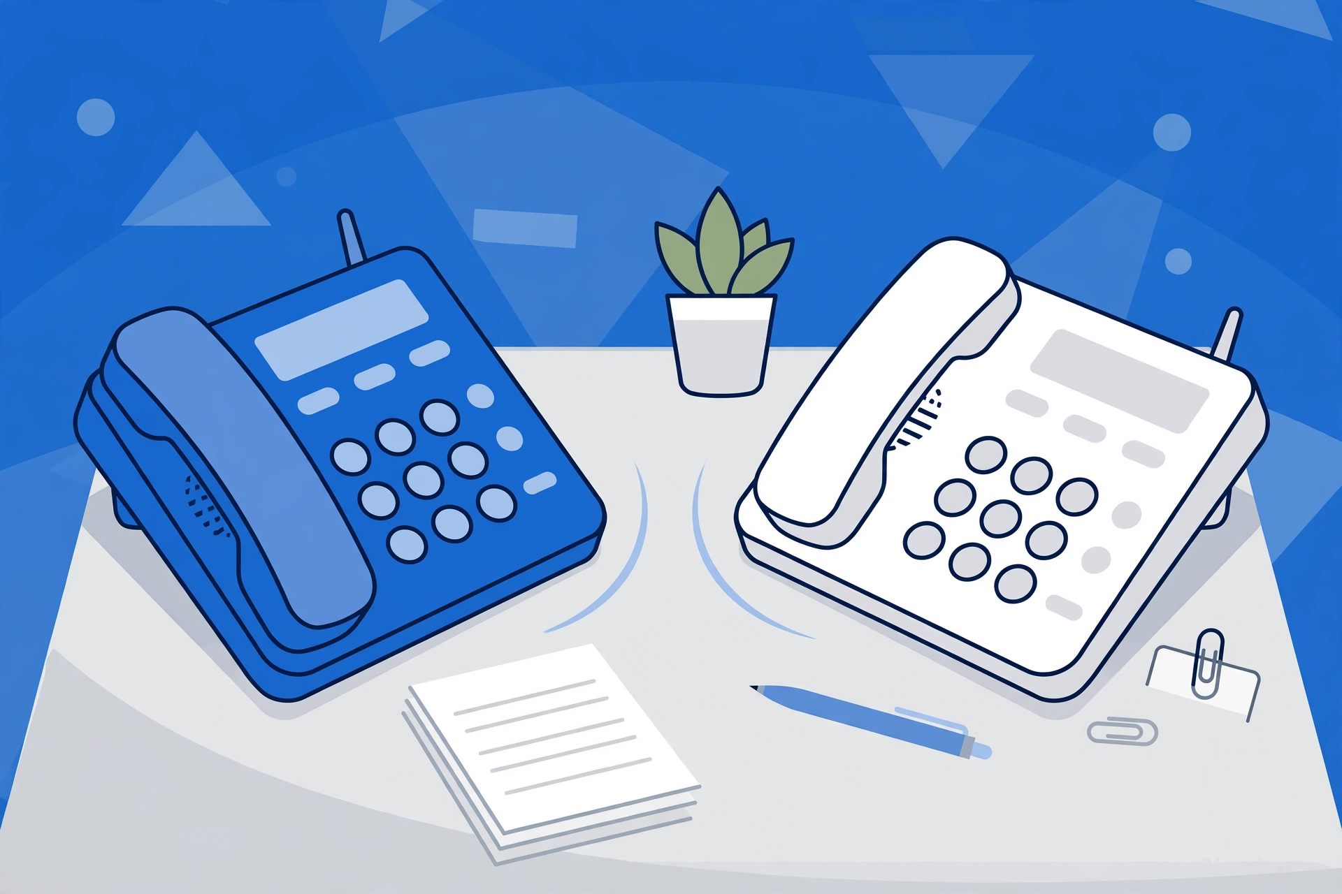 Small business owner comparing two phone systems
