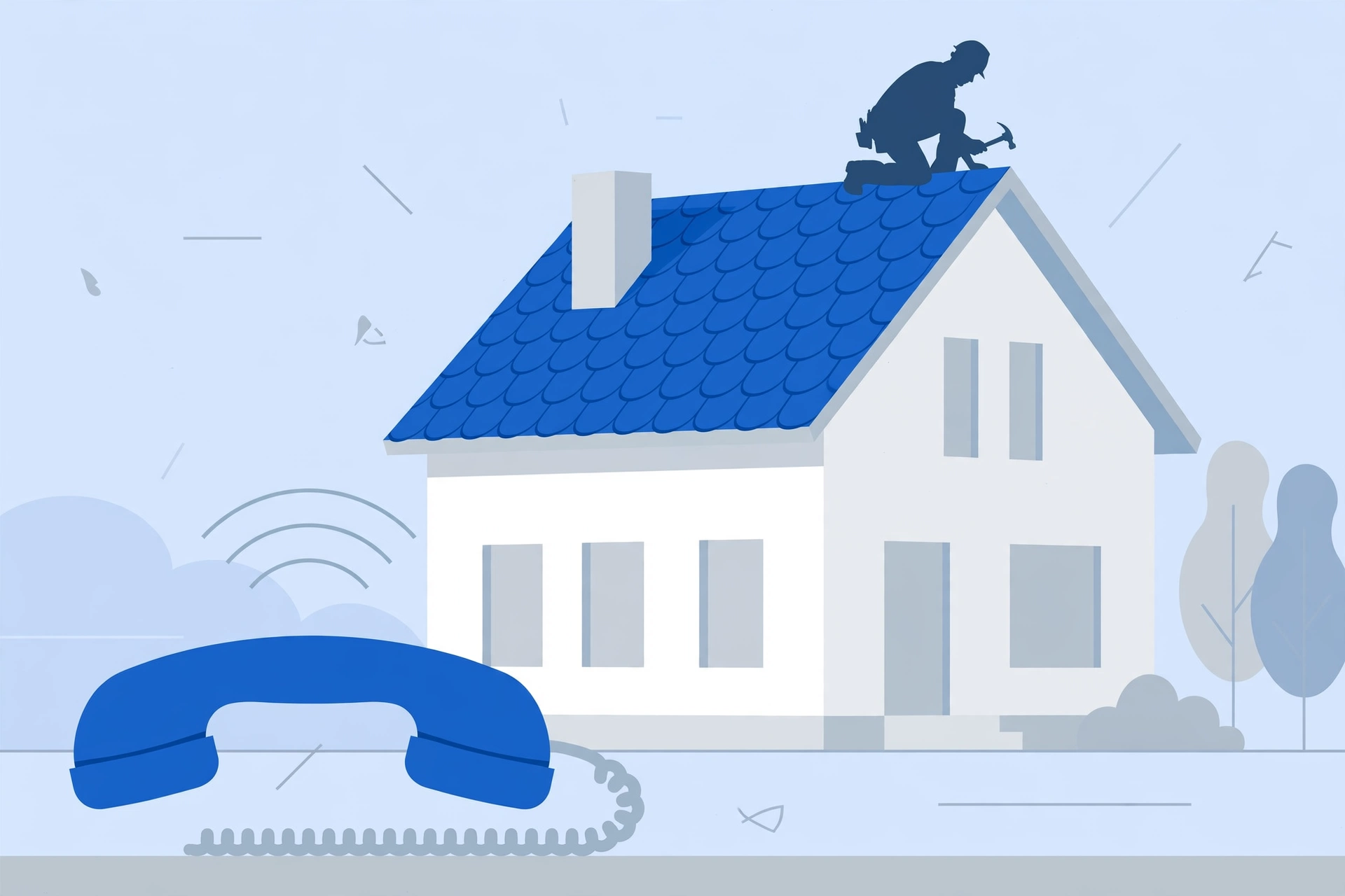 Roofing contractor answering a business call
